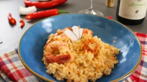 Risotto de gambas y coco
